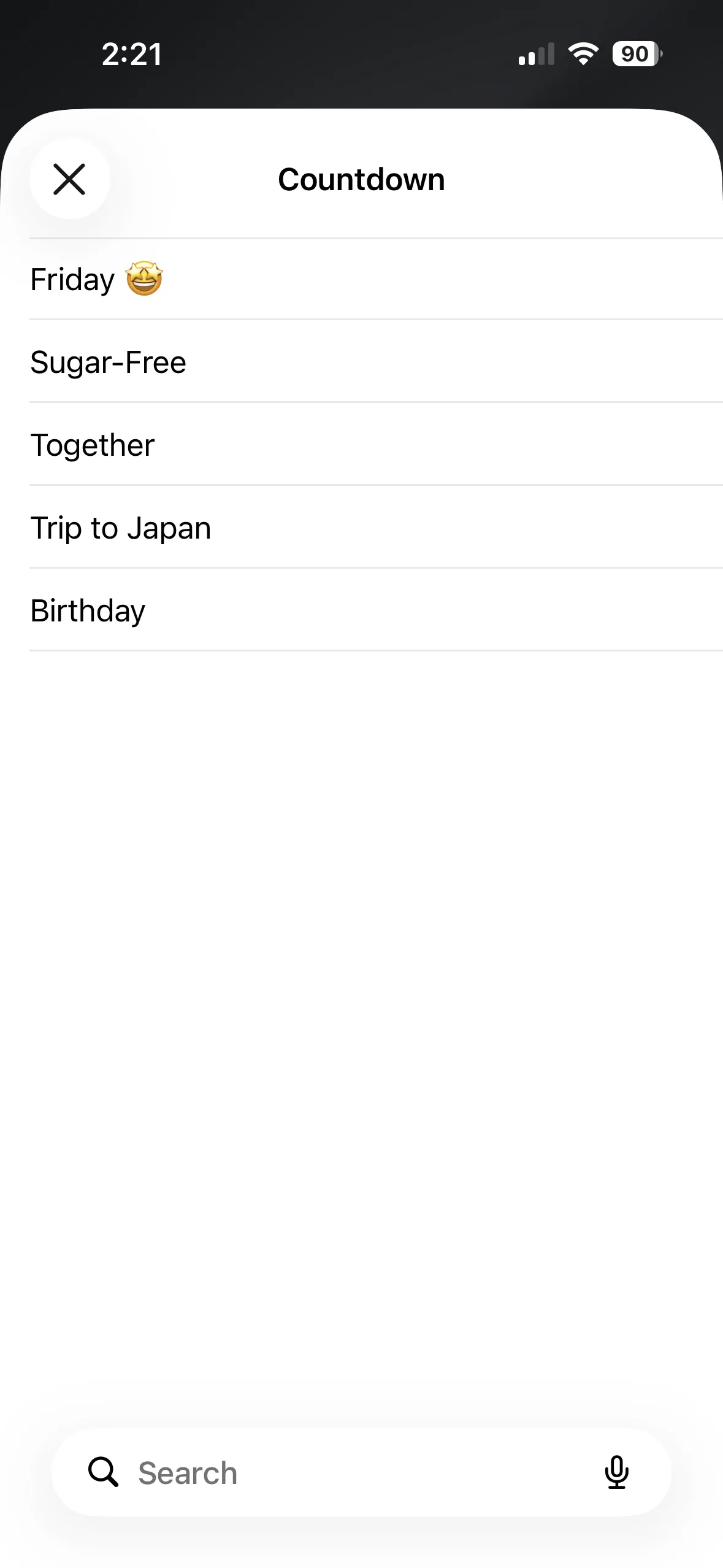 Pick the countdown to display from the list