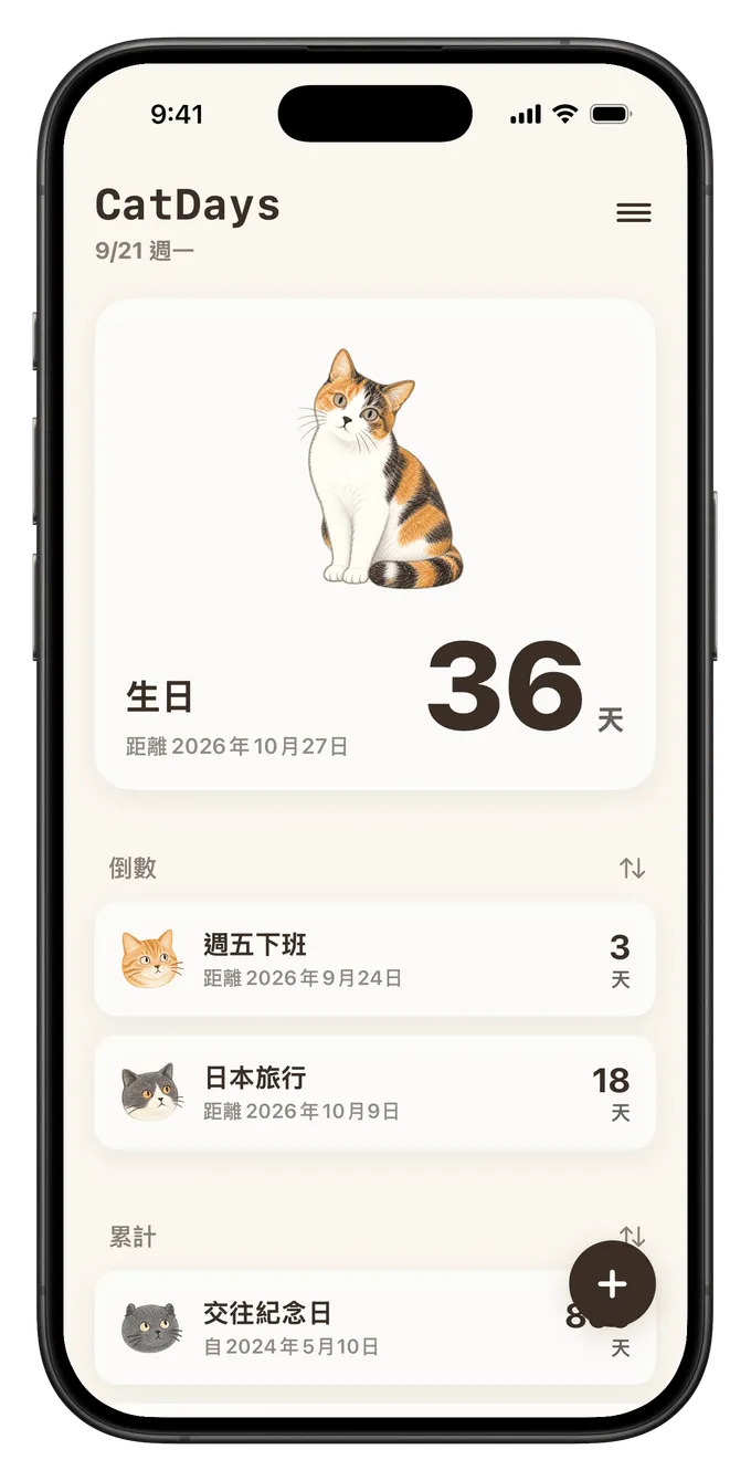 讓貓咪陪你倒數重要日子